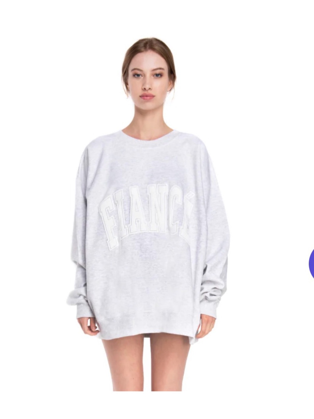Light Gray 'France' Embroidered Oversized Sweatshirt